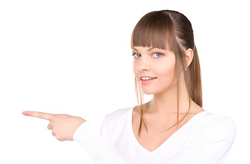 Image showing businesswoman pointing her finger