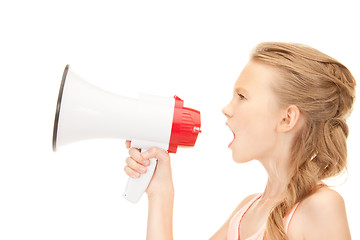 Image showing girl with megaphone