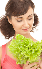 Image showing woman with lettuce