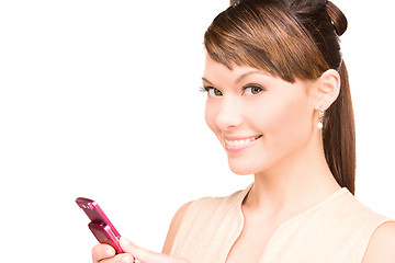 Image showing happy woman with cell phone