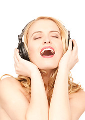 Image showing happy woman in headphones
