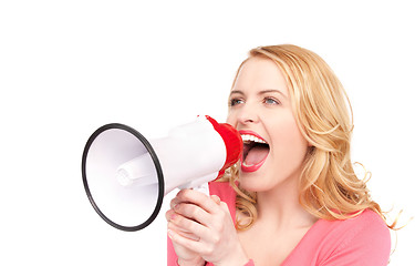 Image showing woman with megaphone