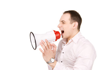 Image showing businessman with megaphone