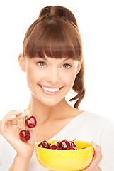 Image showing woman with cherries