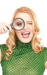 Image showing woman with magnifying glass