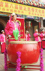 Image showing Chinese New Year celebrations in Qingdao, China - performer at a