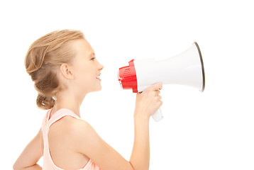 Image showing girl with megaphone