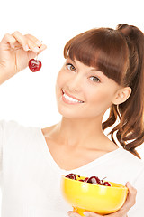 Image showing woman with cherries