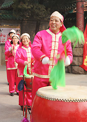 Image showing Chinese New Year celebrations in Qingdao, China - performers at