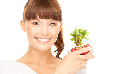 Image showing beautiful housewife with radish