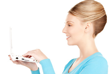 Image showing happy woman with laptop computer