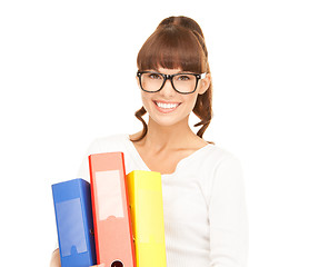 Image showing businesswoman with folders