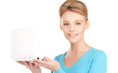 Image showing happy woman with laptop computer