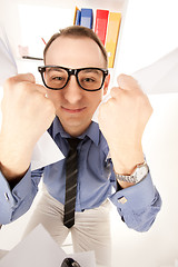 Image showing funny picture of businessman in office