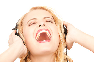 Image showing happy woman in headphones