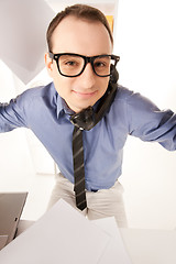 Image showing funny picture of businessman in office