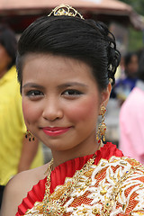 Image showing Thai girl in traditional dress during in a parade, Phuket, Thail