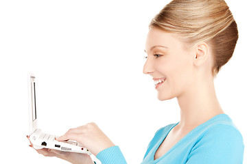 Image showing happy woman with laptop computer