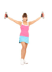 Image showing fitness instructor with dumbbells