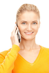 Image showing happy woman with cell phone