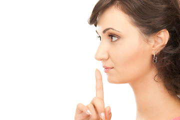 Image showing finger on lips 