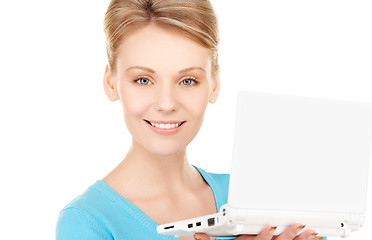 Image showing happy woman with laptop computer