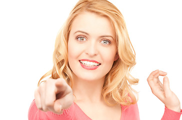 Image showing businesswoman pointing her finger