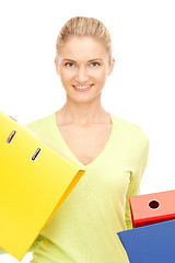 Image showing businesswoman with folders