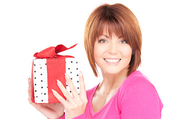 Image showing happy woman with gift box