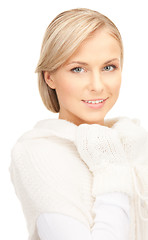 Image showing beautiful woman in white sweater 