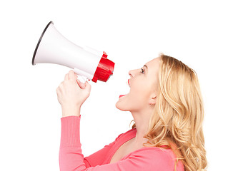 Image showing woman with megaphone