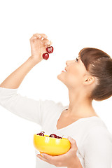 Image showing woman with cherries