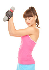 Image showing fitness instructor with dumbbells