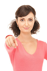 Image showing attractive businesswoman pointing her finger
