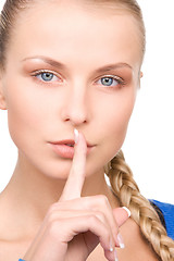 Image showing finger on lips