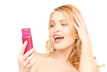 Image showing happy woman with cell phone