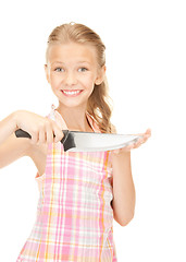 Image showing little housewife with knife