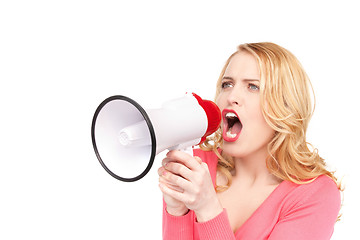 Image showing woman with megaphone