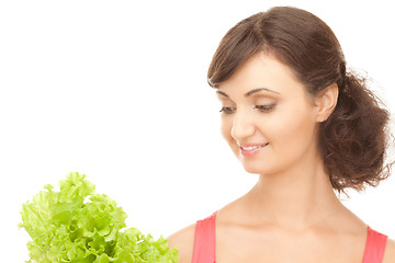 Image showing woman with lettuce