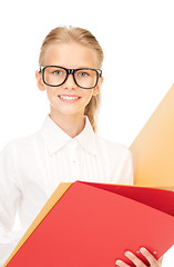 Image showing elementary school student with folders