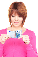 Image showing lovely woman with cash money 