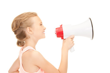 Image showing girl with megaphone