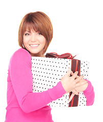 Image showing happy woman with gift box