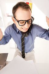 Image showing funny picture of businessman in office