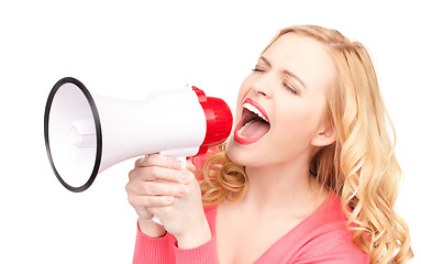 Image showing woman with megaphone