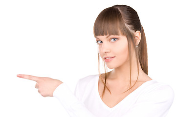 Image showing businesswoman pointing her finger