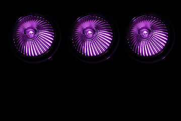 Image showing Halogen spotlights in color purple