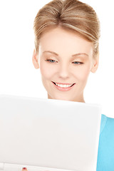 Image showing happy woman with laptop computer