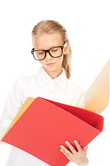 Image showing elementary school student with folders 