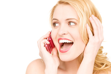 Image showing happy woman with cell phone